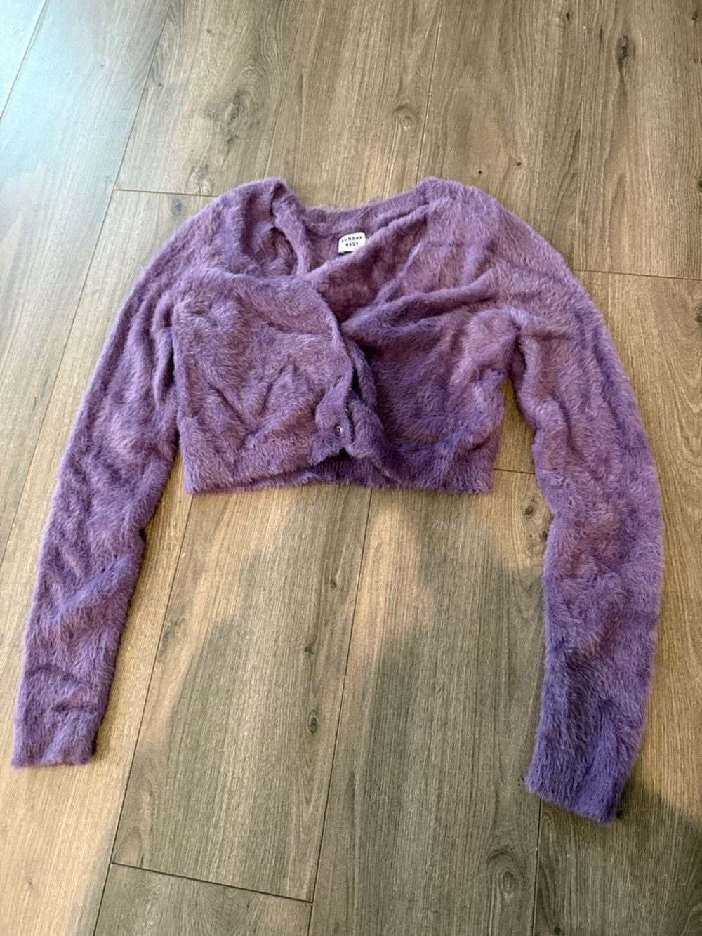 Sunday Best Lilac Fuzzy Button-Front Cardigan